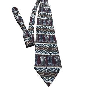Roper Vintage Southwest Cowboy Boots w/geometric borders silk necktie
